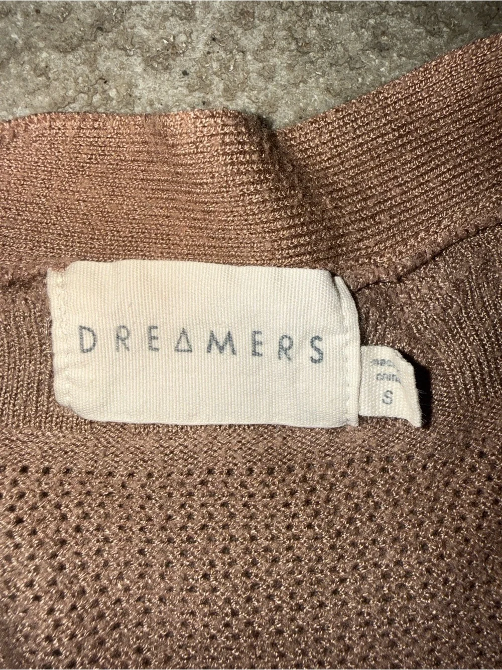 Dreamers Mauve-Taupe Open Front Textured Knit Cardigan